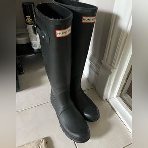 Hunter Wellington Tall Matte black adjustable Boots size 8 US 39 eu